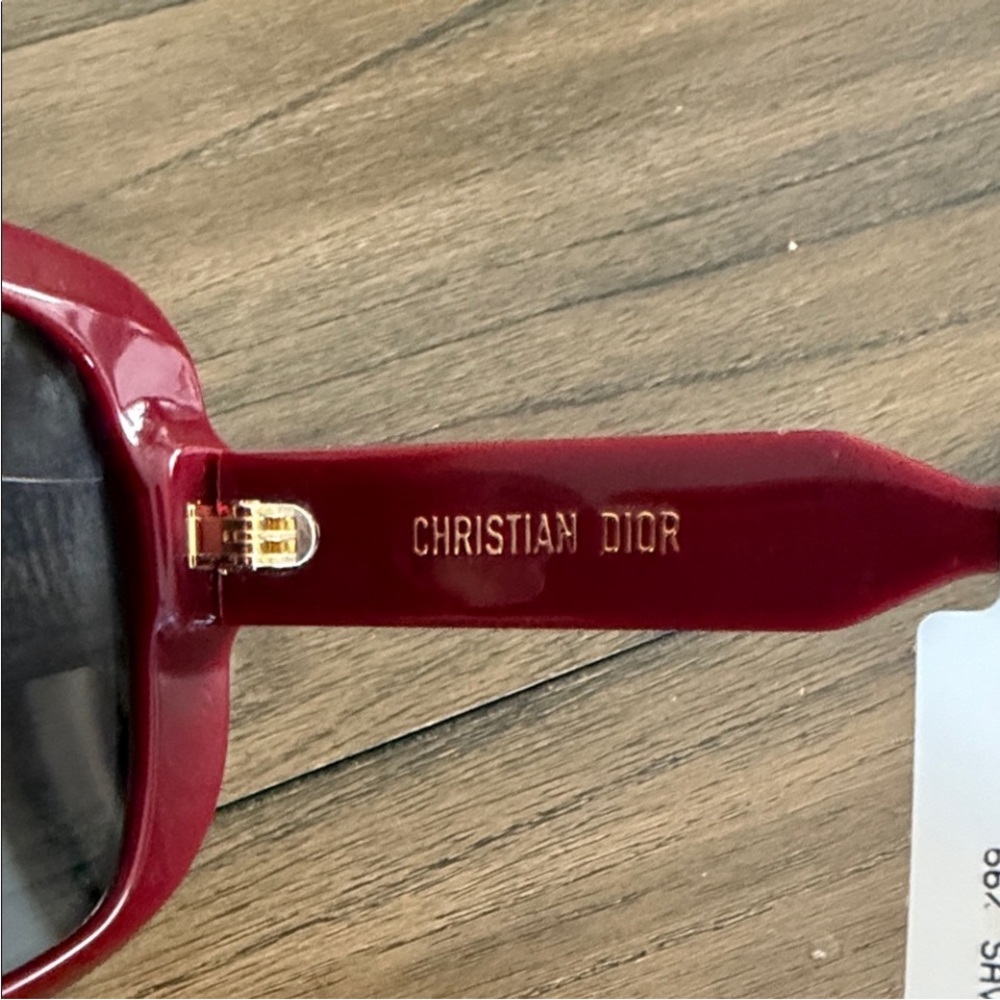 Dior Burgundy & Gold Oversized Square Sunglasses NWT - Picture 5 of 9